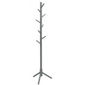 2 Heights Wooden Coat Rack with 8 Hooks-Gray