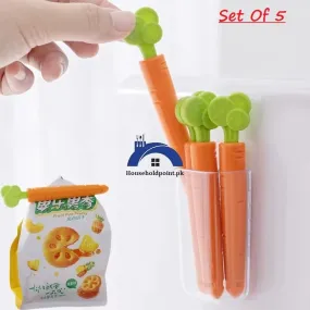 5PCS Sealing Clips Set With Magnetic Box Carrot