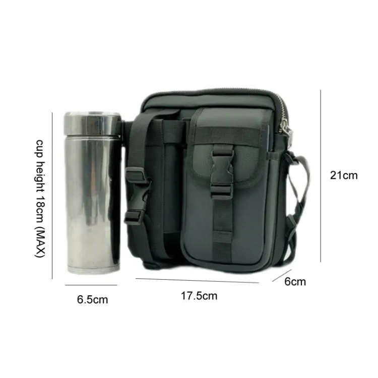 8 Inch Leather Shoulder Mobile Phone Messenger Bag Casual Water Bottle Bag(Coffee)