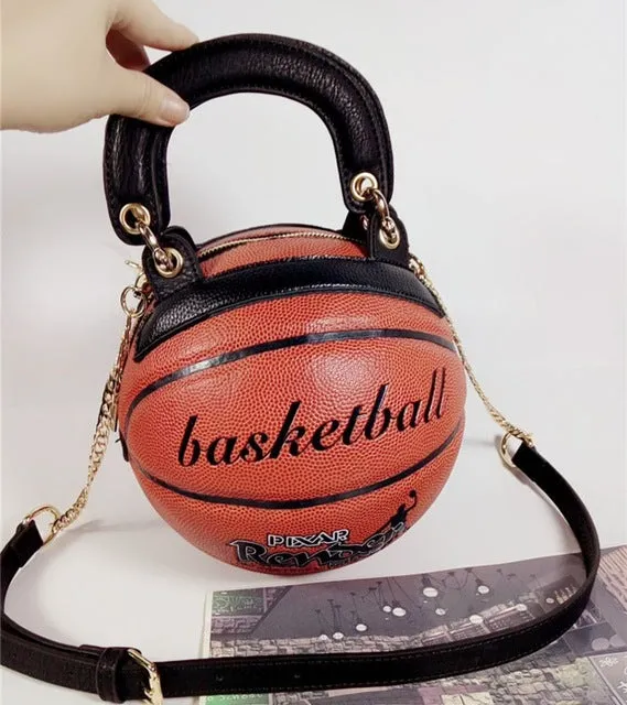 Basketball Shape PU Leather Crossbody Bag