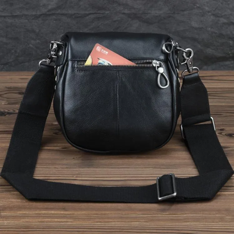 Black MENS LEATHER FANNY PACK Messenger Bag BUMBAG Side Bag WAIST BAGS Belt Pouch For Men