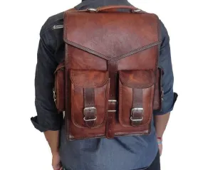 Brown Vintage Leather Backpack Laptop Messenger Bag Rucksack Sling For Men Women (11″ X 15″)