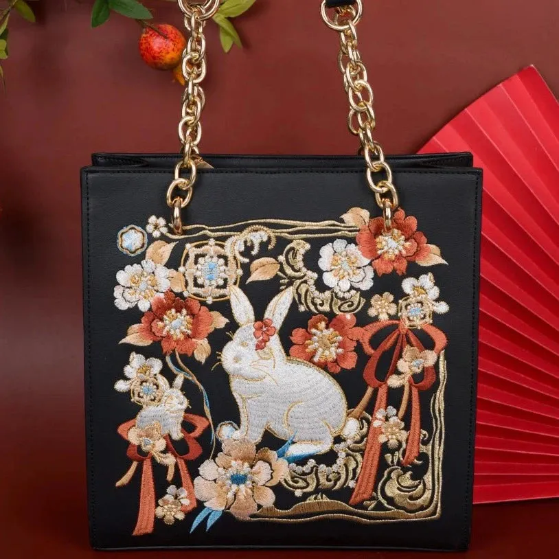 Chinese Art Totebag: Festive Bunny