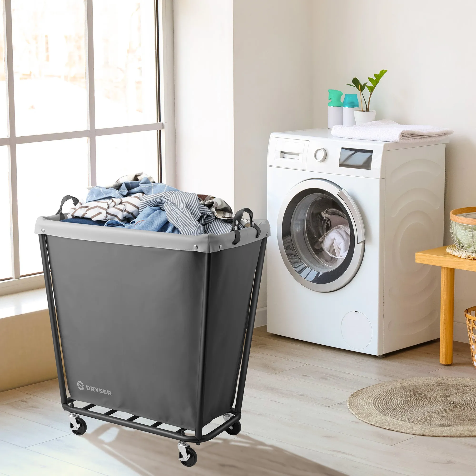 Commercial Rolling Canvas Bin Laundry Hamper on Wheels