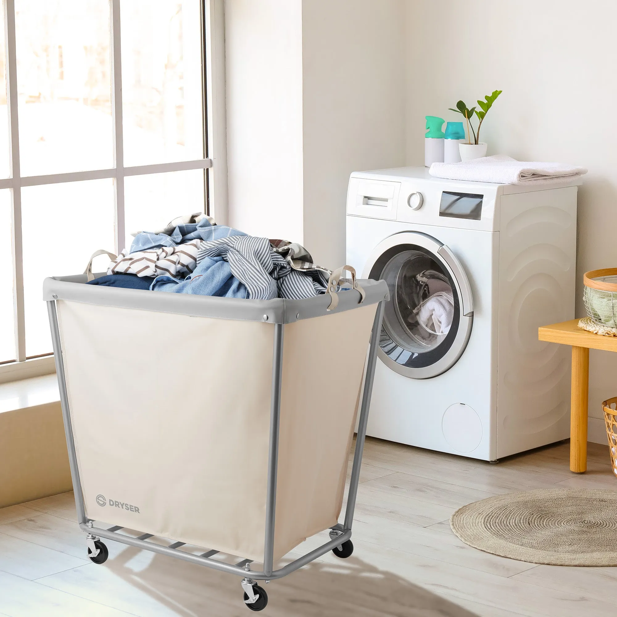 Commercial Rolling Canvas Bin Laundry Hamper on Wheels