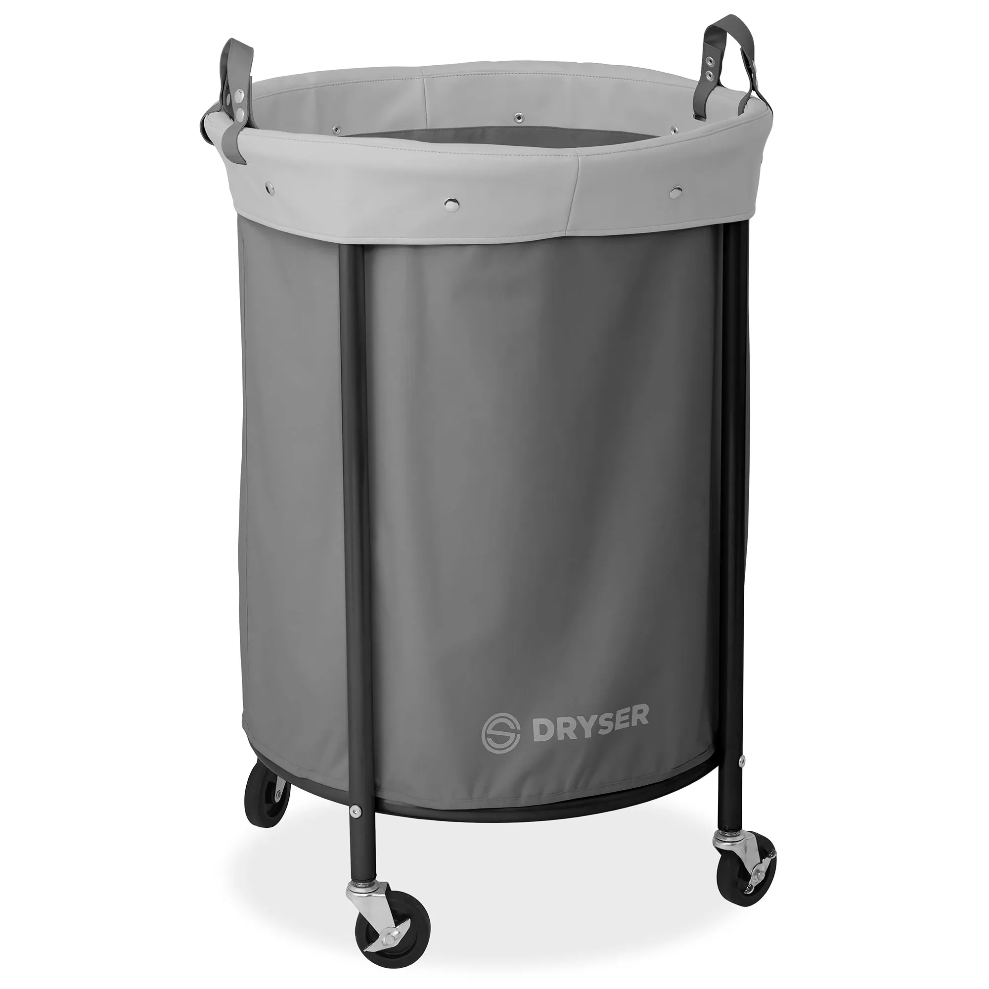 Commercial Round Rolling Canvas Bin Laundry Hamper on Wheels