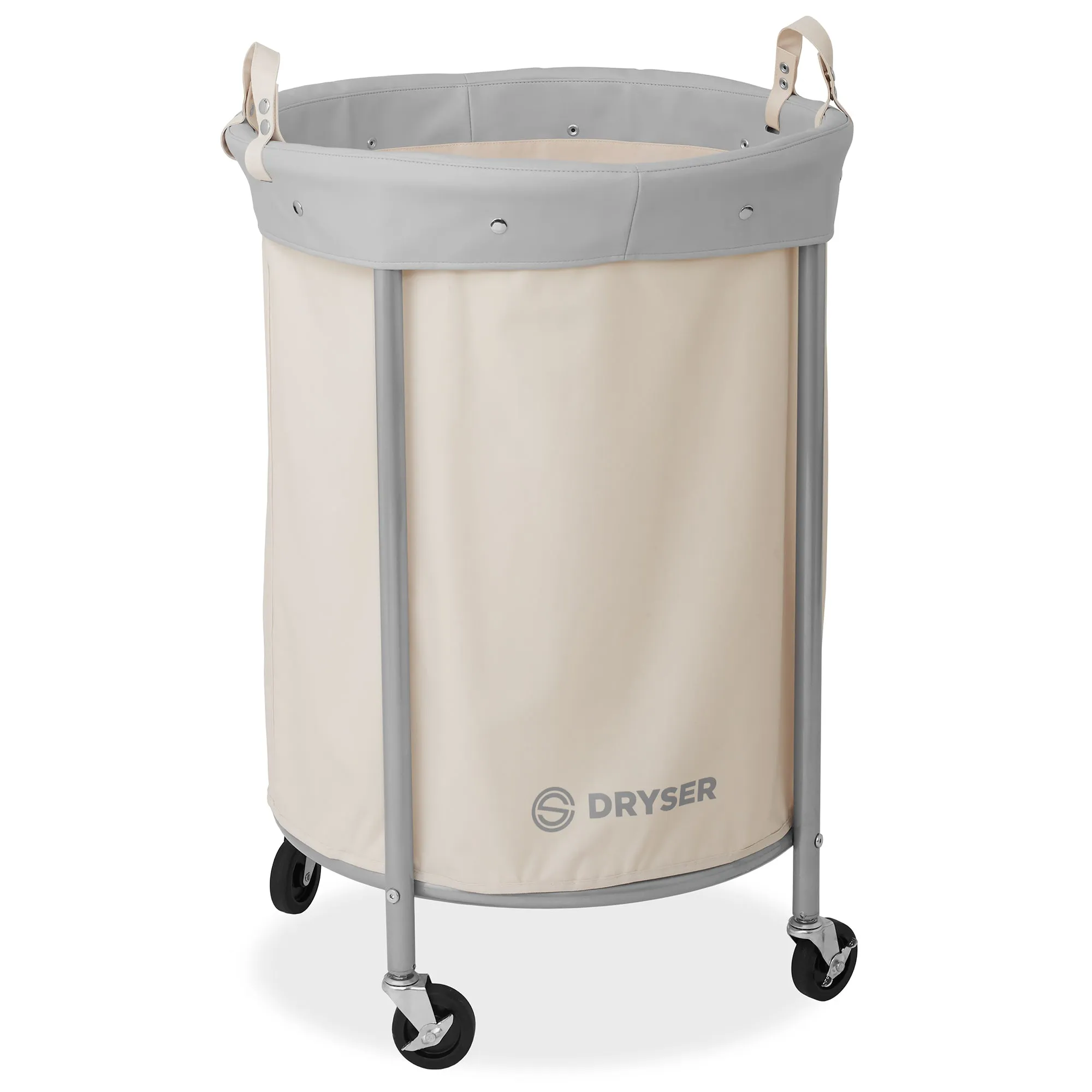 Commercial Round Rolling Canvas Bin Laundry Hamper on Wheels