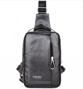 Double Pocket Leather Shoulder Bag with Charging Port