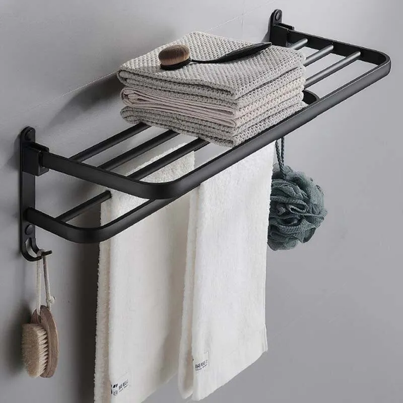 Easy Organizer Bathroom Aluminum Foldable Towel Rack