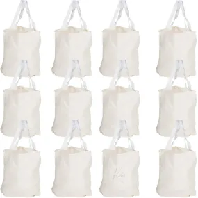 Kicko 12.75 White Classic Canvas Bags - Pack Of 12 Fabric Shoulder Bag Set - Plain Gift