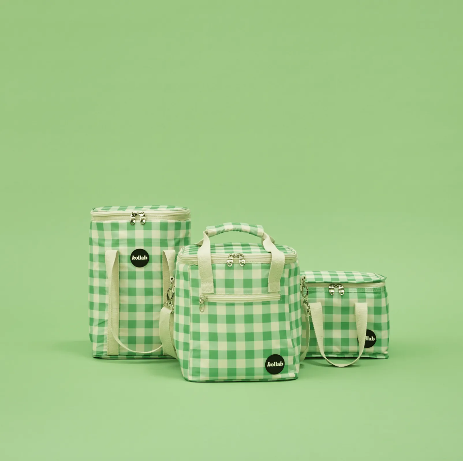 Kollab Mini Insulated Cooler Bag - Kelly Green Check