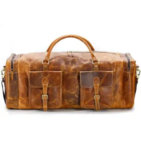 Leather 24 inch Duffel Bag Travel Sports Overnight Weekend Leather Duffle Bag for Gym Sports Cabin Holdall bag