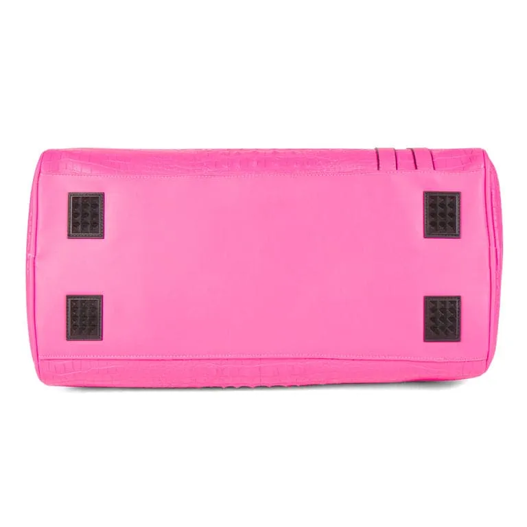 Neon Pink Apollo 2 Faux Crocodile Skin Travel Set