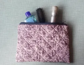 Pink Floral Quilted Tablet Bag Makeup