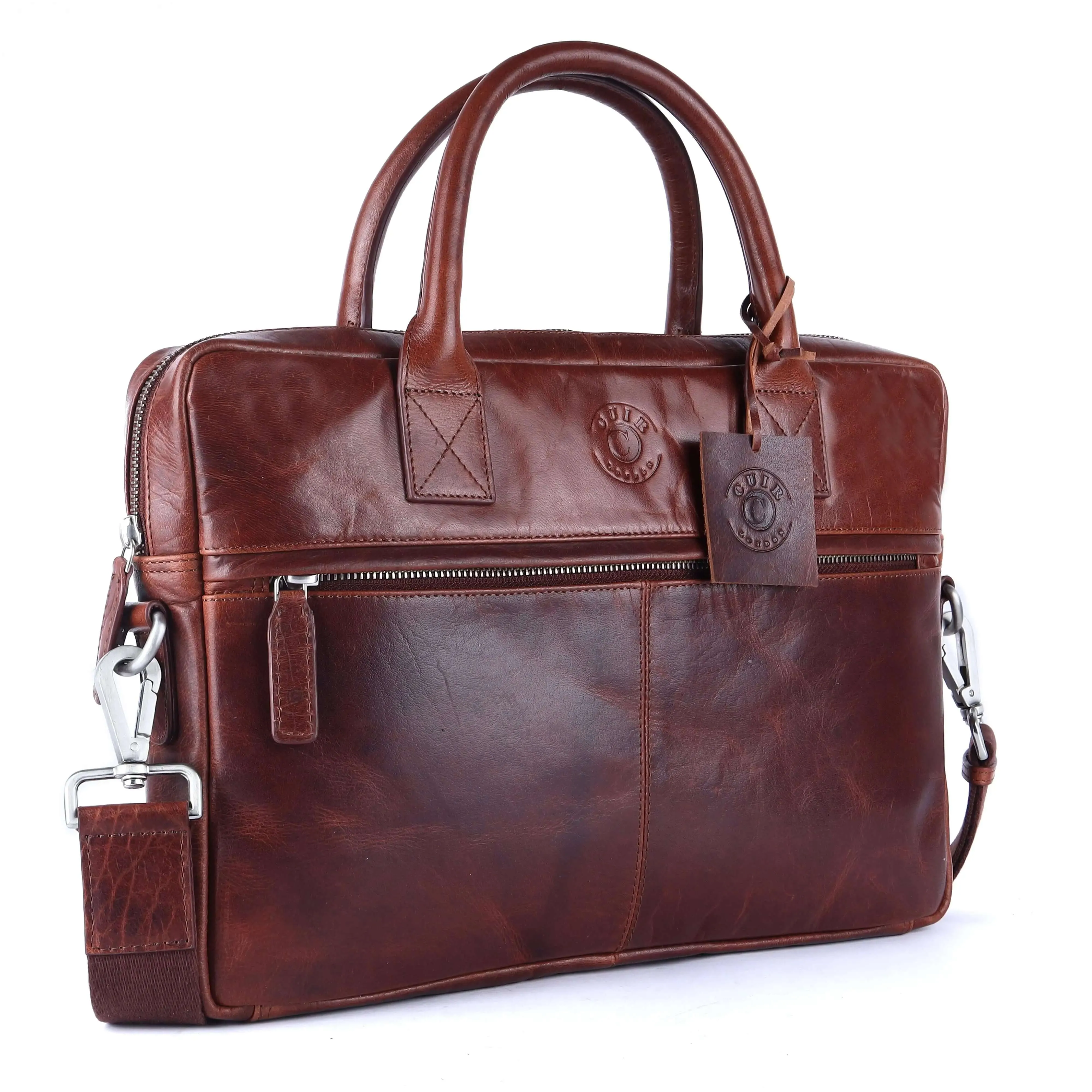 Stylish Brown Laptop Bag for Men: 31x38x5.5 cm Dimensions