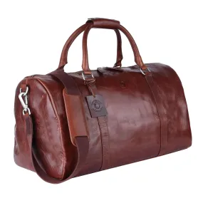 Stylish Genuine Leather Light Brown Weekend Bag | Travel Duffle for Short Getaways